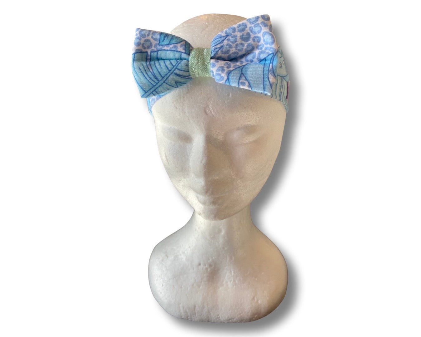 Baby Headband- Blue Leaf. 0-3M